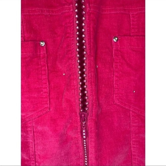 Vintage Quacker Factory Barbie Pink Rhinestone Zip Up Jacket Corduroy Small - Picture 8 of 14